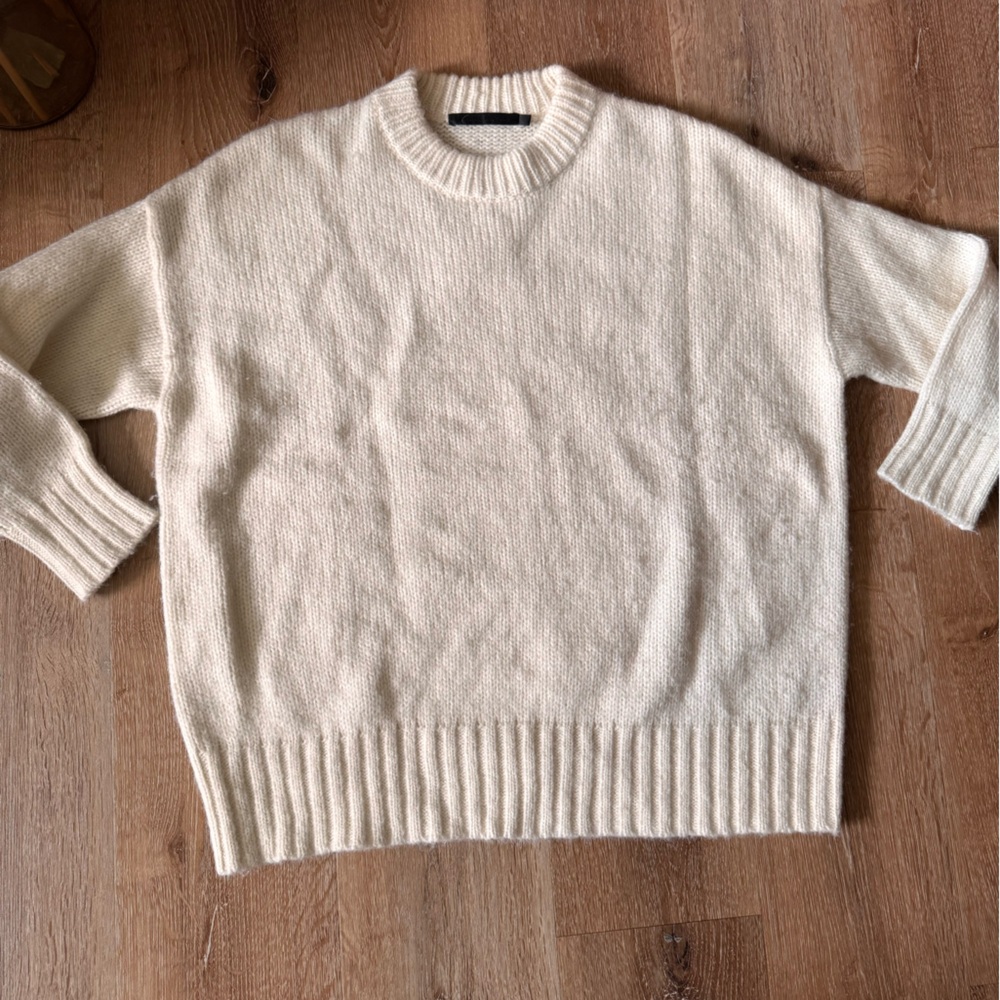 Jenni Kayne White Alpaca Cocoon Crewneck Sweater Size XS